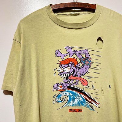 Vintage Pearl Jam Out of Control Gremmie Surf T Shirt Size XL Rat
