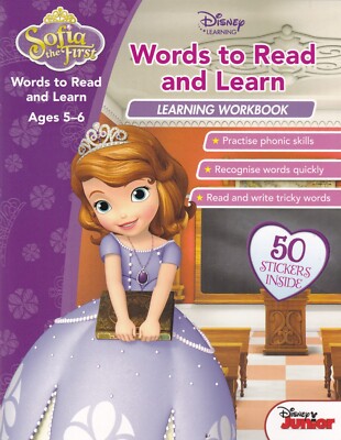 SOFIA THE FIRST WORDS TO READ AND LEARN - ACTIVITY WORKBOOK AGES 5-6 KEY STAGE 1