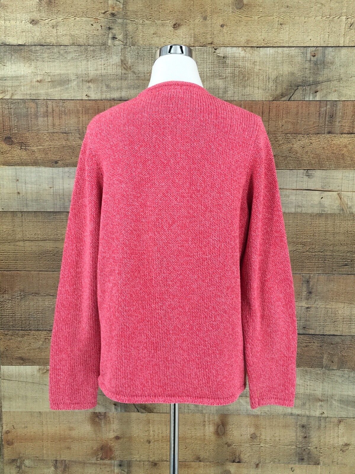 LL Bean Women's Cardigan Sweater Medium Cable Knit 100 Cotton Button