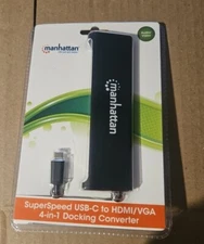 NEW Manhattan 152631 SuperSpeed USB-C to HDMI/VGA 4-in-1 Docking Converter