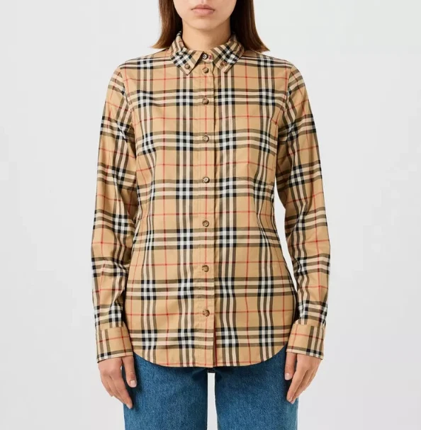 burberry dress shirt womens Burberry | Beige Check Cotton Shirt Dress | Women