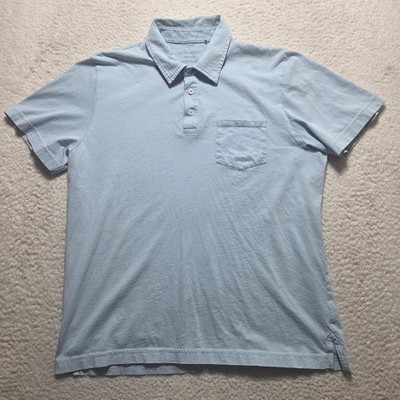 Outerknown Polo Shirt Mens Large Blue Short Sleeve Polo Casual Pocket Organic