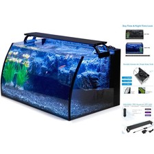 Dreamy 8 Gallon Curved Aquarium Kit with 3D Background and Colorful LED Light