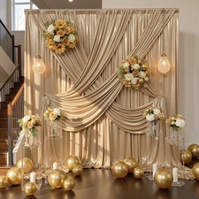 20x10FT Champagne Sequin Backdrop Curtains Free Drapes for Wedding