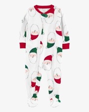 New Carter's Santa Christmas Fleece Pajama PJs 1 pc Toddler Sleeper Footie 5T
