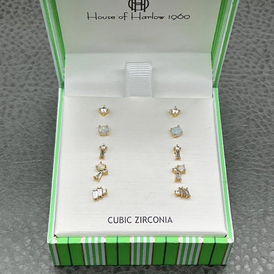 House of Harlow 1960 Conjunto de Brincos Femininos de Zircônia Cúbica 6 Pares Caixa de Presente - Imagem 2 de 4