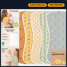 Organic Cotton Burp Cloths 5-Pack for Baby Boys  Girls - Soft, Absorbent Rags