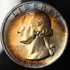 1932 TONED Washington Quarter - Gem BU - 90% Silver - Better Date  #40
