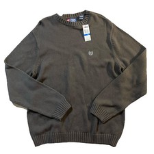 90  s Y2K Academia Chaps 100 Cotton Mens Knit Sweater XL Long Sleeve Brown NWT