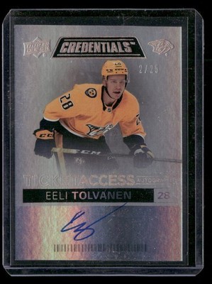 2021-22 UD Credentials Ticket Access Auto Silver #TAA-ET Eeli Tolvanen /25 RC