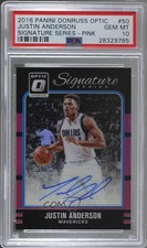 2016 Donruss Optic Pink Prizm 21/25 Justin Anderson #50 PSA 10 GEM MT Auto g6p