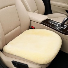 Sheepskin Car Seat Cushion, Soft Faux Fur Auto Seat Cover, Breath Color: Beige