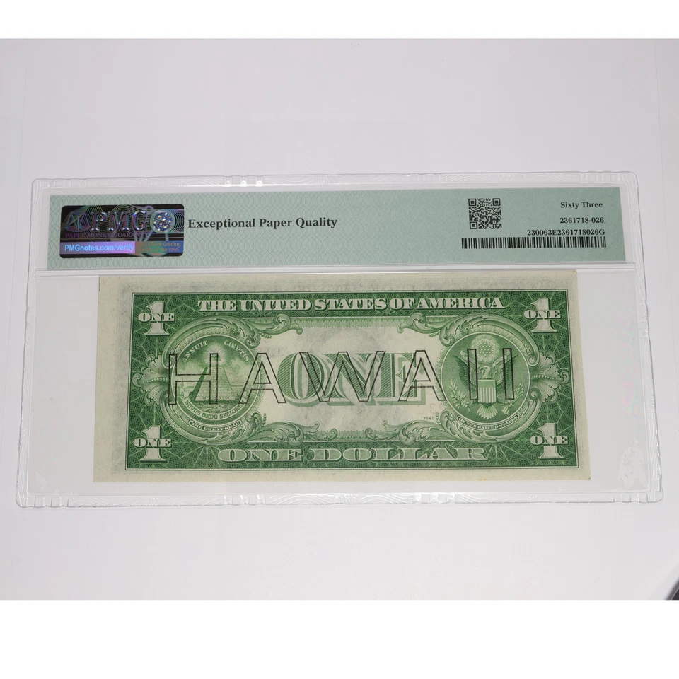 1935 A PMG Choice UNC63 EPQ Hawaii WWII Emergency Issue $1 Fr #2300 Note #56639F - Image 2 of 3