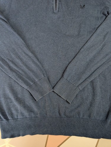 Crew Clothing Jumper Size L Dark Blue 1/4 Zip Pullover Knit 100% Cotton - Picture 4 of 7