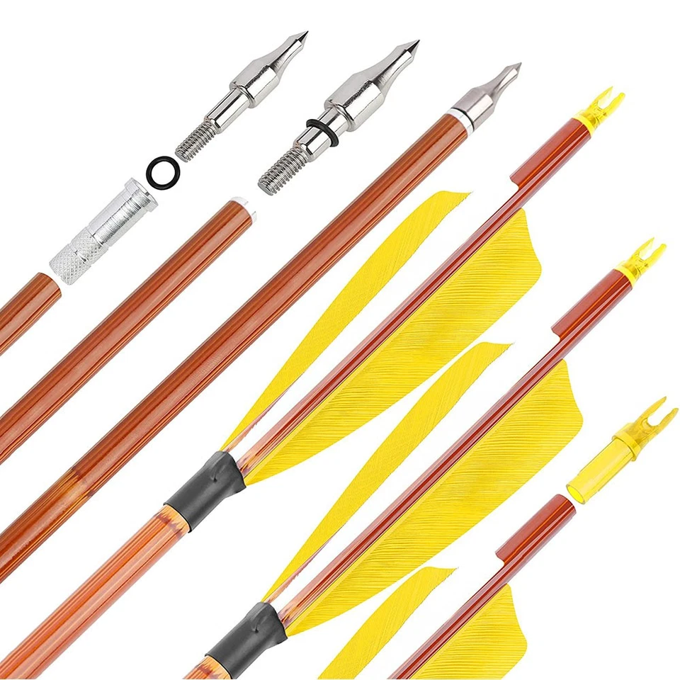 30" Archery Carbon Arrows SP500 4" Feather Traditional Recurve Bow Hunting Shoot - Image 4 of 4