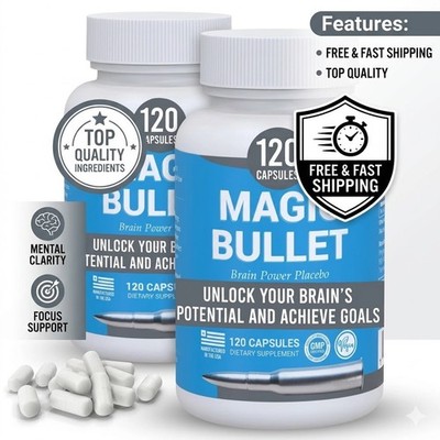 Magic Bullet Placebo Pills  2 Pack   Happy Pills for Stress Relief   120 Whit...