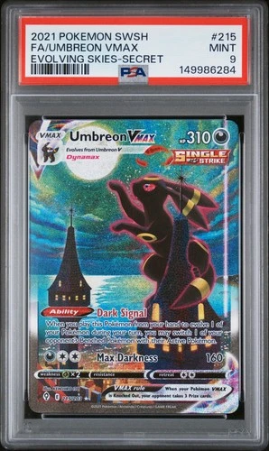 2021 POKEMON SWORD & SHIELD EVOLVING SKIES SECRET FULL ART/UMBREON VMAX PSA 9