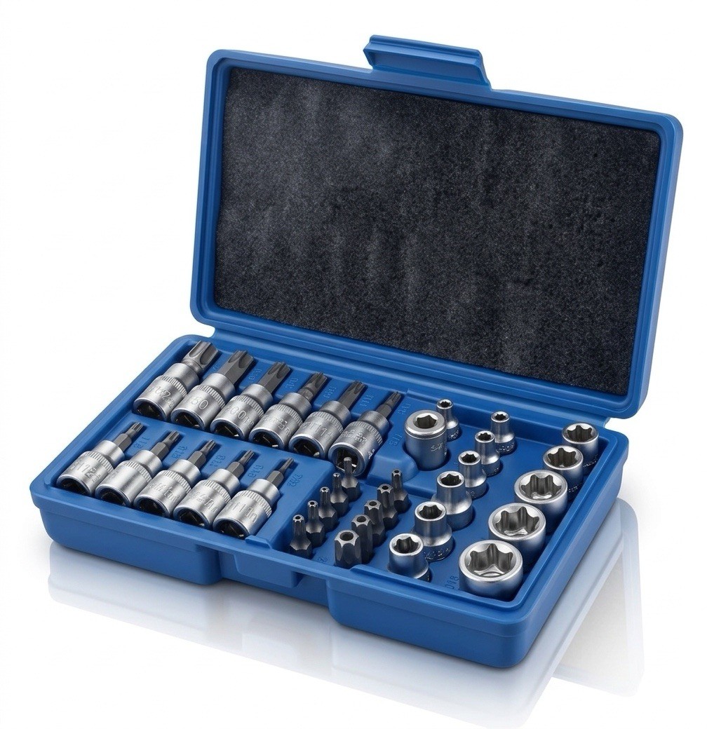Coffret de douilles Torx 34 pièces pour réparations auto et moto