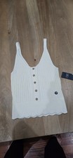 Abercrombie Fitch NWT Cream Ribbed Scalloped Button Front Tank Top Size M