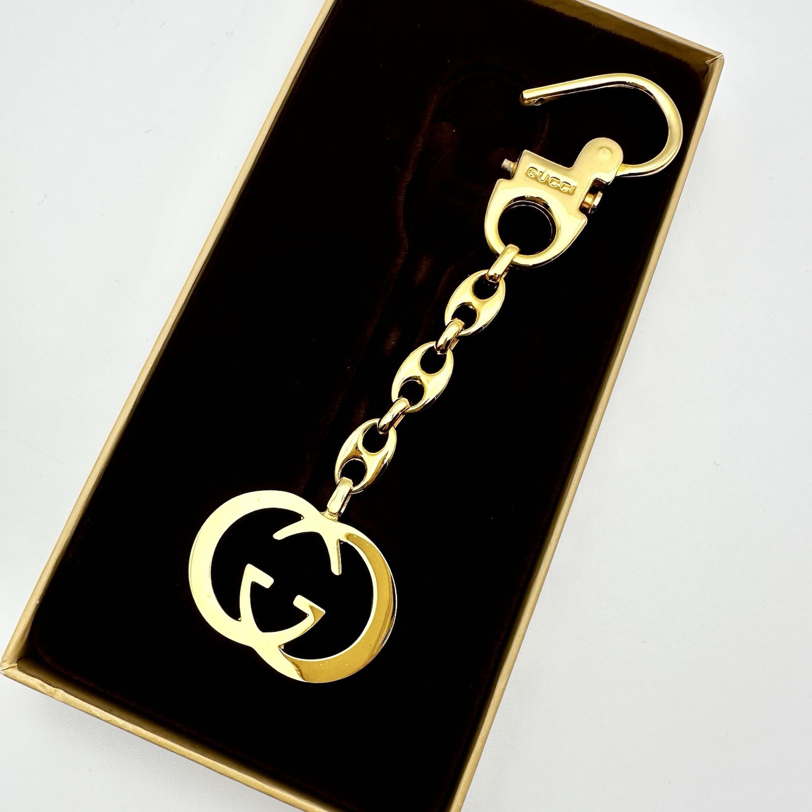 GUCCI Key ring chain Interlocking Gold Marina Cha… - image 12