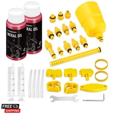 Comprehensive Hydraulic Brake Bleeder Kit, Includes Adapters & 120ml Brake Fluid