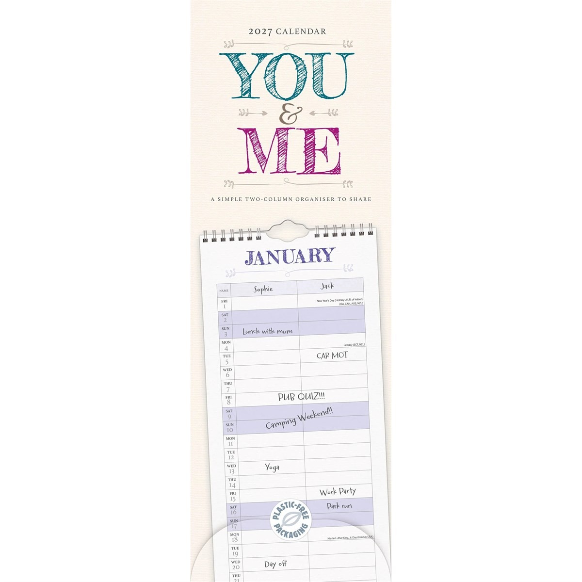 You & Me Couples Slim Planner 2027, Couples Planners, Month To View, Gift