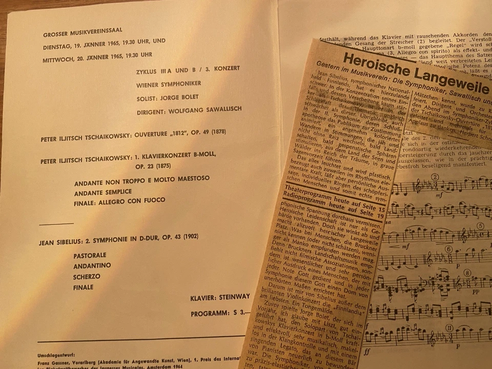 Wolfgang Sawallisch, JORGE BOLET , Tschaikowsky piano op. 23 - Vienna 1965 - Bild 2 von 2