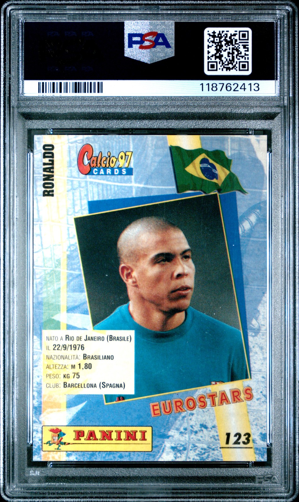 1996 PANINI CALCIO '97 #123 RONALDO PSA 8 view 2