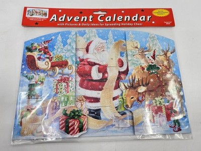 Wollenmann SANTA'S LIST Tri-Fold Paper Advent Calendar Reindeer Elves Animals