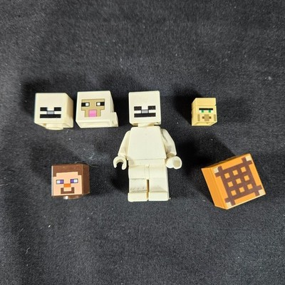 Building Block Minecraft Figure Parts Lot Steve Villager Golem Heads Mixed