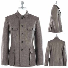 Men Vintage Safari Utility Jacket Multi Flap Pockets Stand Collar Travel Weekend