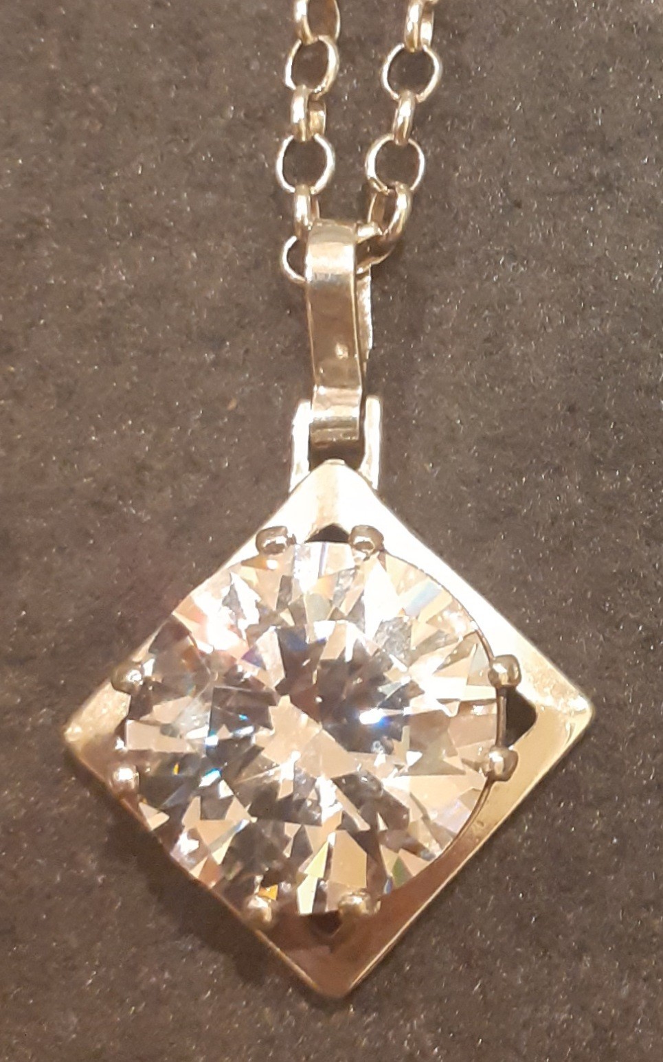 Solid 925 Sterling Silver & Crystal Pendant Sterl… - image 1