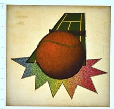 Original VINTAGE 1970s Heat Transfer | Tennis Court Starburst Glitter Graphic