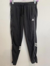 Adidas Black Track Pants with White Stripes Size XS