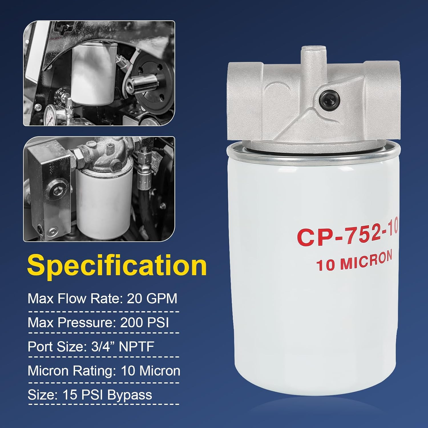 10 Micron Hydraulic Oil Filter Assembly Spin-On Design Return Line Filter 221006