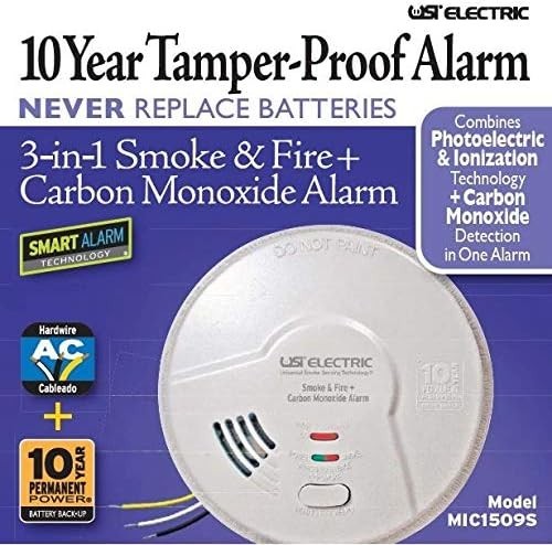 USI Electric 3-in-1 Model MIC1509S, Smoke, Fire, Carbon Monoxide Alarm, Detector