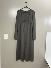 Shein Curve Plus Women's 3XL Grey Rib Knit Scoop Neck Button Front Dress    C30