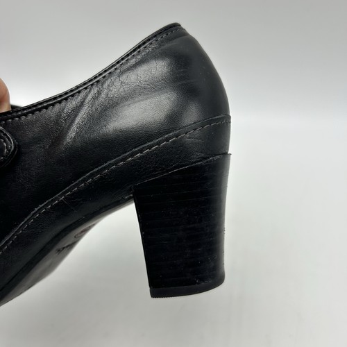 Clarks Artisan Heels Womens 7M Black Leather Mary Jane Shoes Double Buckle - Picture 6 of 11