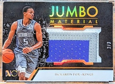 2022 Noir Jumbo Material De'Aaron Fox Game Worn Patch #JM-FOX 2/3
