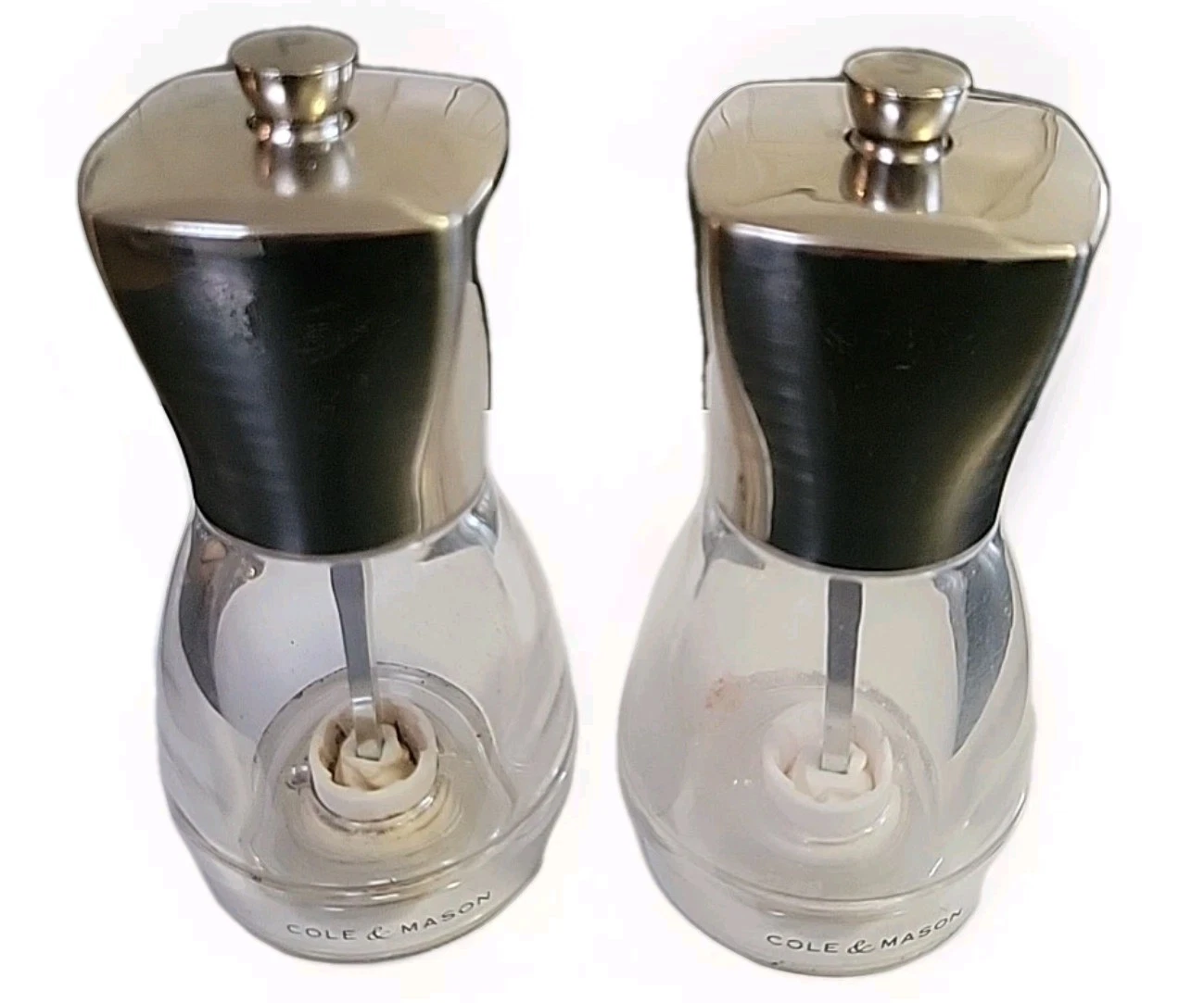 Cole & Mason Salisbury Salt Pepper Grinder Shakers Set Stainless Steel, EUC