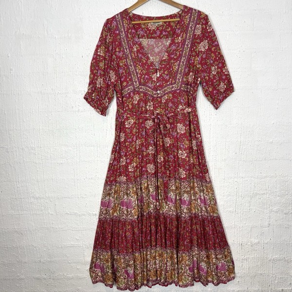 Arnhem Boho Maxi Dress Size 14 Button Up