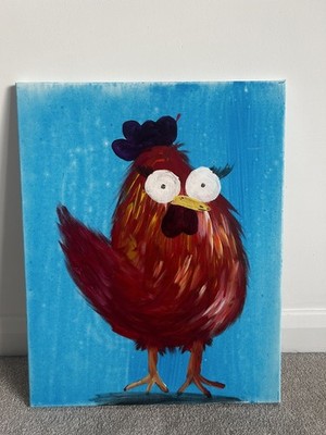 Original Acryl Gemälde auf Leinwand 16'' x 20'' - ''Cluck Around and Find Out'' - Re
