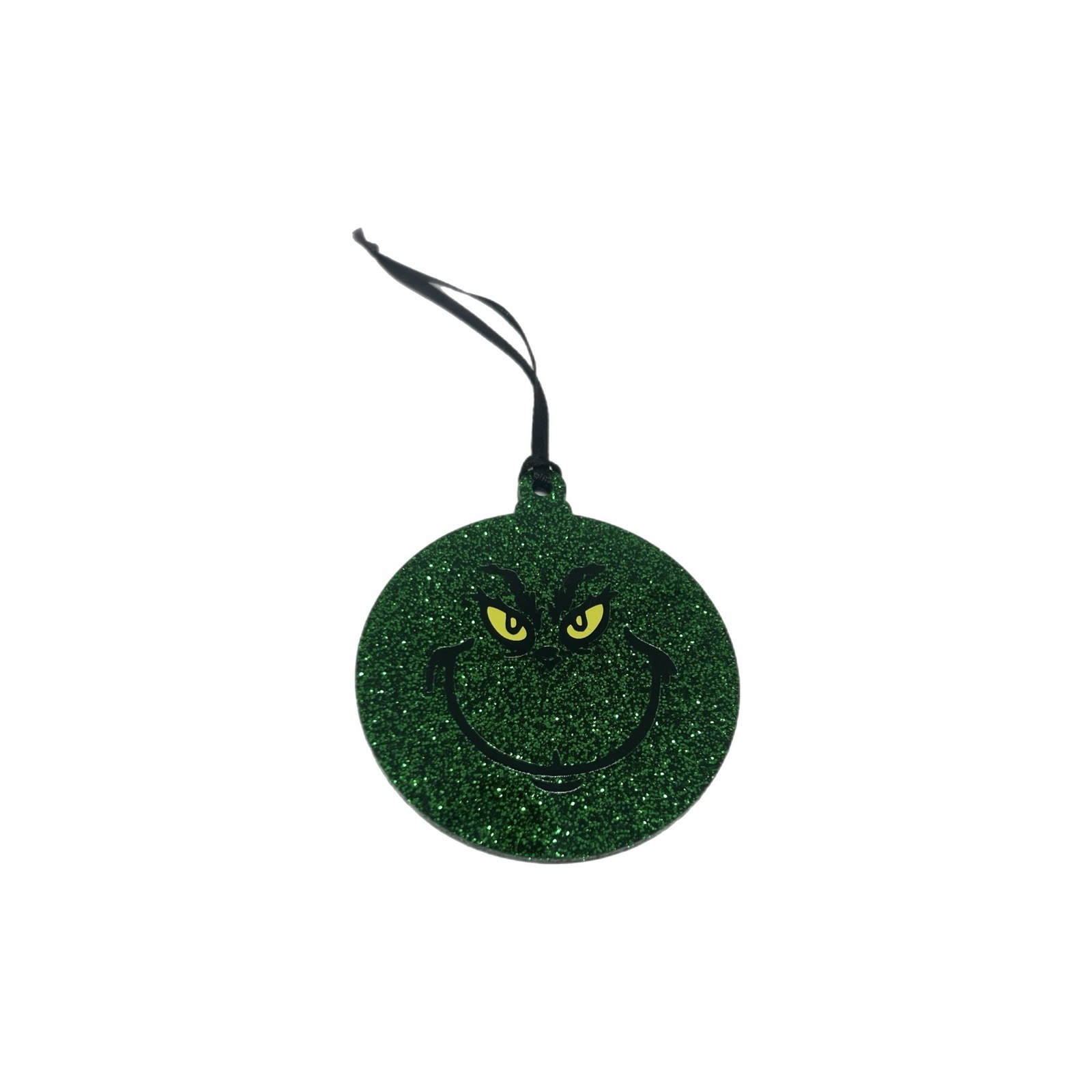 Grinch Glitter Acrylic Vinyl Decal Christmas Ornament