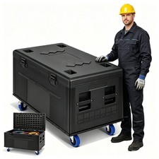 Large Cable Trunk ATA Road Case Utility Road Trunk Flight Case w/ Wheels for DJ