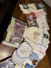 32 Cross Stitch Baby Items, Baby Bibs, Burp Towel, 6 Sippy Cups, 1 Baby Booties