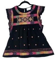 The Room Top Blouse Women’s Small Bohemian Embroidered Short Sleeve Boho