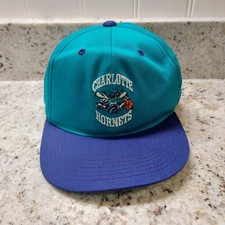 Vintage 90s Charlotte Hornets Teal Embroidery NBA Basketball Baseball Hat Cap