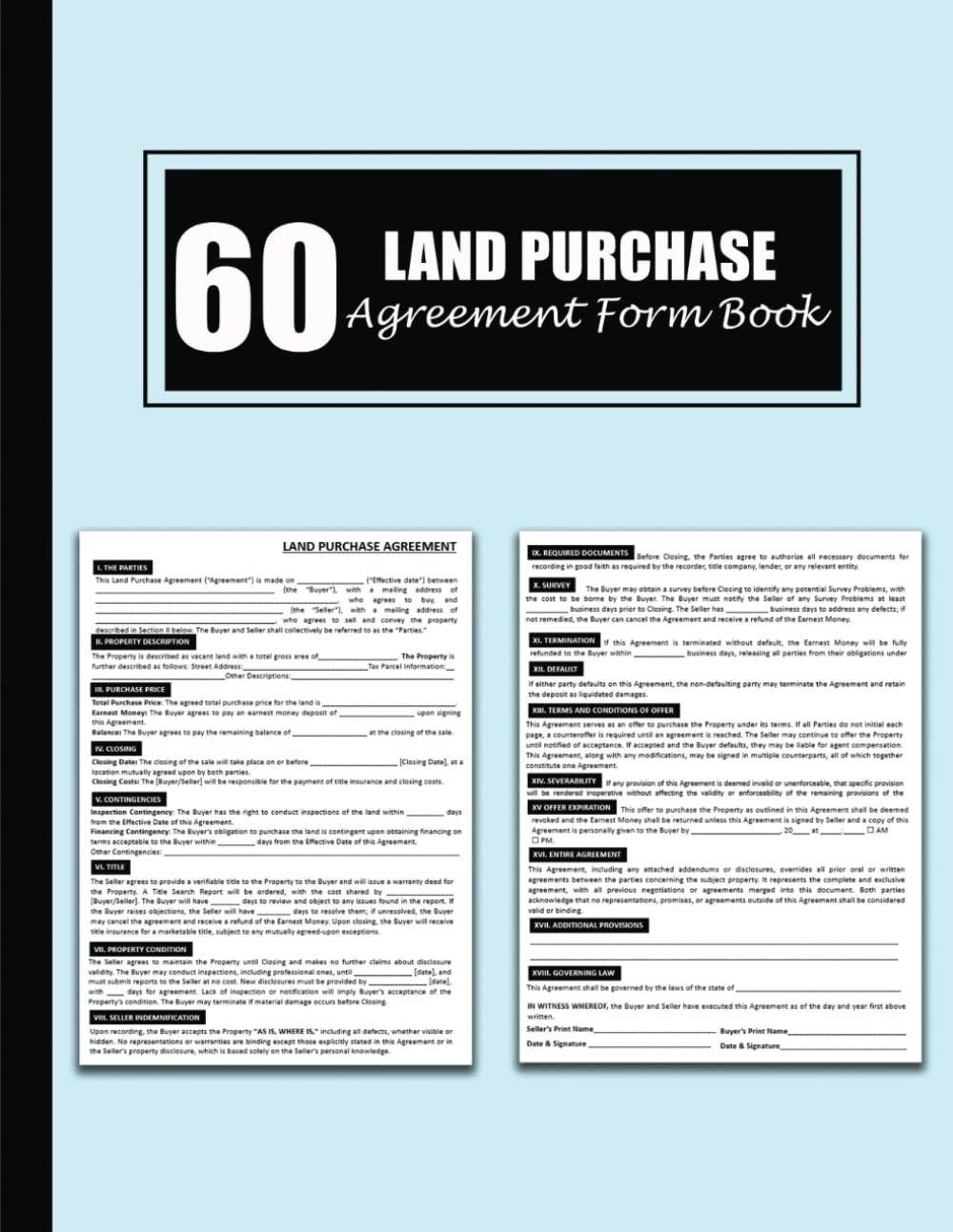 Land Purchase Agreement Form Book: Real Estate Property Sale Contract