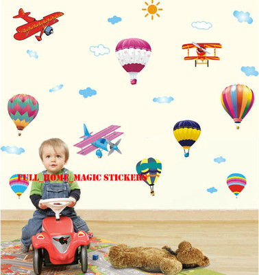 Bunte Heißluftballon & Flugzeuge Wandaufkleber abnehmbar Vinyl Aufkleber Kinderzimmer