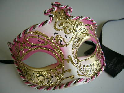 original venezianische  Maske Augenmaske Karneval, Maskenball Pink Handmade Neu